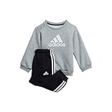 adidas Unisex Baby I Bos Logo Jog Baby set, Top:medium grey heather/white Bottom:BLACK/WHITE, 92 EU