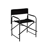Baroni Home klappbarer Regiestuhl aus Stahlrohr, ergonomischer Klappstuhl mit Rückenlehne, faltbar und platzsparend, aus Leinwand, für Camping, Meer und Strand, 56x44x76 cm, Schwarz