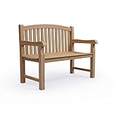 KMH 3-sitzer Gartenbank wetterfest der Serie Britannia 150 cm Sitzfläche mit echtem Teakholz, Holz Sitzbank für Garten, Balkon und Terrasse - Wetterfest & Massive Sitzbank mit abgerundeten Armlehnen