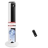 Levoit 20dB Leiser Turmventilator, 4 Modi 12 Stufen 12Std Timer, 26W, 2-Schritt-Installation, 7,9m/s Geschwindigkeit, 90° Oszillierender Ventilator Tower Fan mit Fernbedienung für Schlafzimmer, weiß