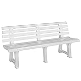 Casaria® Gartenbank Sitzbank Wetterfest Kunststoff 240kg Belastbarkeit Rückenlehne 3-Standfüße 145x46cm Garten Balkon Terrasse Bank Ergonomisch Weiß
