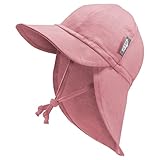 Jan & Jul Baby-Sonnenhut für Kleinkinder mit Krawatte und Nackenklappe (Altrosa, Größe M: 6-24 Monate)