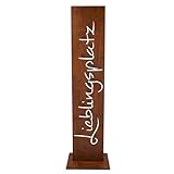 Rostikal Lieblingsplatz Schild Metall - 71 cm - Handgefertigtes Edel-Rost Metallschild aus Cortenstahl - Liebevolle Deko für Wohnzimmer, Garten, Balkon, Terrasse