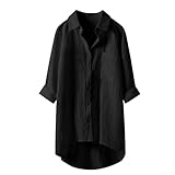 Generisch musselin Bluse Damen Blusen & Tuniken Für leinenbluse Sommer leinenhemd große größen Button-Down Übergröße Hemd V-Ausschnitt Langarm Elegant Atmungsaktive Freizeithemd Mit Brusttaschen