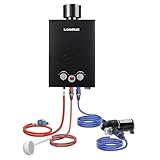 CAMPLUX 6 Liter Tankless Gasdurchlauferhitzer 50mbar, LPG Durchlauferhitzer mit 12V Wasserpumpe & Regenhaube, für Campingdusche/Wohnmobilausflug/Waschpferd, BW158BCP60-DE