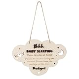 Schild Baby Schläft, 23x15,5cm Türhänger Aus Holz für Babyzimmer Hängeschild Baby Schläft Schild Baby Schläft für Kinderzimmer Veranda Kinderzimmer