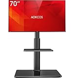 AOKCOS TV Ständer TV Bodenständer für 32-70 Zoll Fernseher bis zu 40 KG, TV Standfuß mit 2 Stufigen Ablagen, Fernsehstand Höhenverstellbar Schwenkbar Neigbar, Max. VESA 400x400mm (Schwarz)