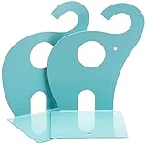 NC Kinder Buchstützen Elefant Kreative Kinder Eisen Bücher Briefpapier Einfache Tische Kinder Tier bookend 1 Pair 19x12 cm (Hellblau)