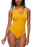 COMFREE Body Damen Bodysuit Elegant Wassertropfen Typ Ausschnitt Racerback Bodys Tank Top Cami Sommer Oberteil Ärmellos Gelb M