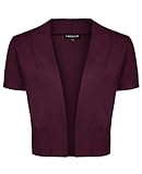 MINTLIMIT Strickjacke Damen Kurz Vintage Kurzarm Bolero Open Knit Cardigan Top (Weinrot M)