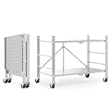 FuGuiB Klappregal,Faltregal,Regal Klappbar,Faltbares Regal,Regal Mit Rollen,Regal Auf Rollen,Metallregal,Regal KüChe (Weiß, 2-Schicht)