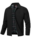 donhobo Herren Jacke Leichte Übergangsjacke Sommer Freizeit Bomberjacke Full Zip Up Outdoorjacke Frühling Herbst Windbreaker mit Reißverschlusstaschen, Schwarz, L