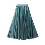 Daysskk Rock Damen Sommer Maxirock Damen Lang Tüllrock Blau Damen Tüllrock Damen A Linie Lang Winterrock Damen Lang 84cm