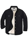 Coevals Club Herren Flanell Jacke Hemd Sherpa Holzfällerhemd Flanellhemd Langarm Kariertes Druckknöpfe Baumwolle Winter Hemd (Schwarz #9 2XL)