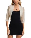 MINTLIMIT Damen Bolero Sheer Mesh Offene Vorne Strickjacke 3/4 Ärmel Cardigan Elegant Dünne (Beige XL)