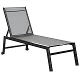 Outsunny Sonnenliege, Gartenliege, 5-stufige Rückenlehne, Aluminium, Grau, 202 x 65 x 43 cm