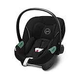 CYBEX Gold Babyschale Aton S2 i-Size, Ab Geburt bis ca. 24 Monate, Max. 13 kg, Inkl. Neugeboreneneinlage, SensorSafe kompatibel, Moon Black