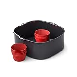 Philips Airfryer-Zubehör Backset XXL, antihaftbeschichtetes Backblech, mit 9 Silikonmuffinformen, spülmaschinenfest, Rezept-App, schwarz (HD9957/00)