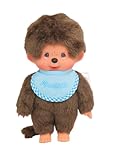 BANDAI - Monchhichi - Monchhichi-Plüsch mit himmelblauem Lätzchen - Ikonisches Affen-Plüschtier der 80er Jahre - Monchhichi Weiches Kuscheltier 20 cm für Kinder - Spielzeug ab 2 Jahren - SE255092