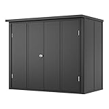 GFP Primeyard Geräteschrank Metall 156x84x131 cm Gartenschrank anthrazit inkl. Fußboden