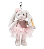 Steiff Anhaenger Hoppie Balletthase 16cm bunt, Plüschtier mit Schlappohren, Flauschiger Schlüsselanhänger im Ballett-Outfit, Kuscheltier Glücksbringer für Mädchen und Jungen, waschmaschinenfest