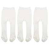 Durio Baby Strumpfhose für Mädchen Baumwolle Kinderstrumpfhose Kinder Strumpfhosen Set Warme Strümpfe Leggings 3 Paar Weiß 0-6 Monate