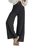 Imuedaen Cordhose Damen High Waist Weites Bein Hosen Freizeithose Lang Casual Locker Hose mit Taschen und Knöpfen (Dunkelgrau, S)