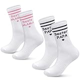 Geyoga 2 Paar Bester Papa Mama Geschenke Socken Lustige Tennissocken für Muttertag Vatertag Jahrestag Geburtstagsgeschenk