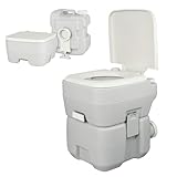 Camping Toilette 20L – Tragbare WC Reise Toilette mit 10L Frischwassertank & 20L Fäkalientank | Angenehme Sitzhöhe, bis 130 kg belastbar | Für Wohnwagen, Camper, Wohnmobil, Garten & Baustelle