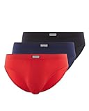 bruno banani Herren Sportslips Soft Micro - 3er Set - Bequeme Herren Strings - Atmungsaktive Mikrofaser - Hohe Bewegungsfreiheit schwarz/Marine/rot, XL