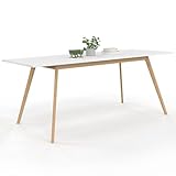 IDMarket - Skandinavischer Tisch, ausziehbar, rechteckig, Inga für 6-10 Personen, Weiß, 160-200 cm