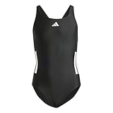 adidas Mädchen 3-Stripes C-Back Swimsuit Kids, Black/White, 14-15 Years