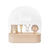 wunderwunsch - Personalisiertes Nachtlicht für Babys - Individuelle Nachttischlampe für Kinder - Personalisierte Geschenke Kinder - Babygeschenk - Geschenk zur Geburt (Tiere Unten)