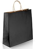 PAKNOR® 24stk Schwarz Papiertüten mit Henkel - 24 x 31 x 11 cm, Papiertragetasche mit Kordelgriff, Geschenktüten, Kraftpapiertüte, DIY Adventskalender (Schwarz, 24 x 31 x 11cm - 24stk.)