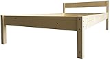 LIEGEWERK Holzbett Seniorenbett mit Kopfteil 90x200 erhöhtes Bett Holz Massivholzbett 90 100 120 140 x 200cm (Betthöhe 55cm, 90x200cm)