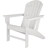 tectake® Gartenstuhl Adirondack in Holzoptik, komfortable Rückenlehne, Gartensessel mit extrabreiten Armlehnen, für Garten, Terrasse und Balkon, wetterfest - weiß
