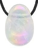 Lebensquelle Plus Seltene Tropfen Anhänger mit Baumwollband | Set-Angebot Naturstein Halskette | Echter Edelsteinanhänger | Gebohrter Trommelstein Tropfenanhänger (Angel Aura)
