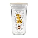 MAM Easy to Drink Cup | 360° Trinklernbecher ab 8+ Mon | Auslaufsicherer Silikoneinsatz mit Ventil | BPA- & BPS-frei | leicht zu reinigen | Baby & Kinder Trinkbecher mit Glasoptik | 290 ml | Leopard