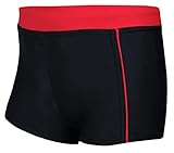 Aquarti Jungen Badehose Schwimmhose Seitliche Paspel Kinder Badeshorts, Farbe: 024 Schwarz/Rot, Größe: 134