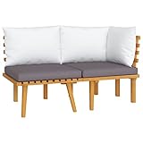 vidaXL Akazienholz Massiv Gartenmöbel 2-TLG. mit Kissen Ecksofa Mittelsofa Sofa Lounge Sitzgruppe Garten Garnitur Gartenset Gartensofa