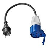 feletec CEE Adapter Schuko Stecker auf CEE Kupplung, 35cm Camping Kabel, IP44 Camping Verlängerungskabel, H07RN-F 3G2,5 Campingstecker Adapter 16A
