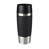 Emsa 513361 Travel Mug Classic Thermo-/Isolierbecher, Fassungsvermögen: 360 ml, hält 4h heiß/ 8h kalt, 100% dicht, auslaufsicher, Quick-Press-Verschluss, 360°-Trinköffnung, schwarz