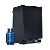 Techomey Gas Kühlschrank 40L, Camping Kühlschrank 12V 230V Gas, für Wohnwagen, Wohnmobil Kühlschrank, 28/30mbar, Schwarz