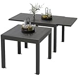 Devoko Esstisch Ausziehbar，80/160 x 75cm Gartentisch Ausziehbar, Aluminium Balkon Ausziehtisc, Gartentisch Wetterfest,ausziehbar auf 160cm