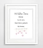Wir halten deine Hände für eine Weile. Spruch babyzimmer Baby Geburt Geschenk Poster Plakat a4