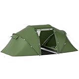 Outsunny Tunnelzelt für 4-6 Personen, Campingzelt mit Tür, Bodenplane, 2000mm wasserdicht Familienzelt, Gruppenzelt für Camping Reise Trekking Garten, Grün