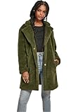 Urban Classics Damen Ladies Oversized Sherpa Coat Mantel, Grün (Olive 00176), Medium (Herstellergröße: M)