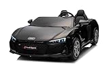 Kinder elektroauto 24V 2 sitzer A.U.D.I., schwarz, MP3-Player mit USB/AUX und Bluetooth, Batterie 24V/14Ah, 2 x 200W Motoren, Eva-Räder mit Hinterradfederung, verstellbare Ledersitze