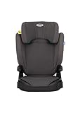 Graco Junior Maxi™ i-Size R129 Kindersitz, ca. 3,5 bis 12 Jahre (100 bis 150 cm), Kindersitzerhöhung, Armlehnen und Kopfstütze höhenverstellbar, leicht, mit Getränkehalter, grau, Iron