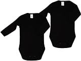 KLEKLE Baby Body - Body Langarm - Unisex - 2er-Pack - mit Druckknöpfen - 100% Baumwolle - Babykleidung - 9m-12m - Schwarz